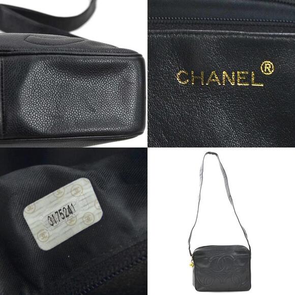 CHANEL Black Caviar Leather Logo Shoulder Bag - Picture 5 of 5